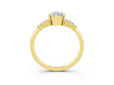 Yellow gold Pear Cut Moissanite Ring with Side Stones and Four-Prong Setting_39