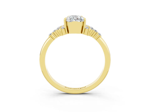 Yellow gold Pear Cut Moissanite Ring with Side Stones and Four-Prong Setting_39