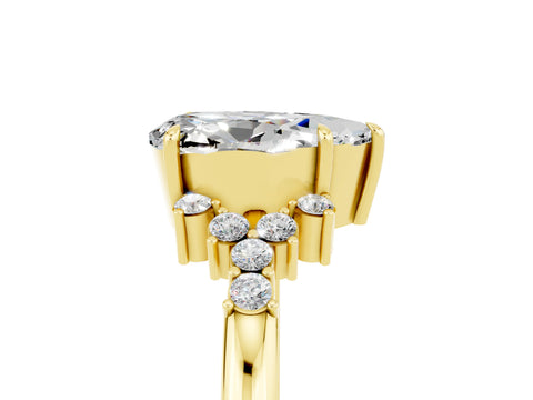 Yellow gold Pear Cut Moissanite Ring with Side Stones and Four-Prong Setting_41