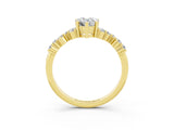 Yellow gold Pear Cut Moissanite Scattered Round Accent Ring with Prong Setting_15