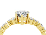 Yellow gold Pear Cut Moissanite Scattered Round Accent Ring with Prong Setting_16