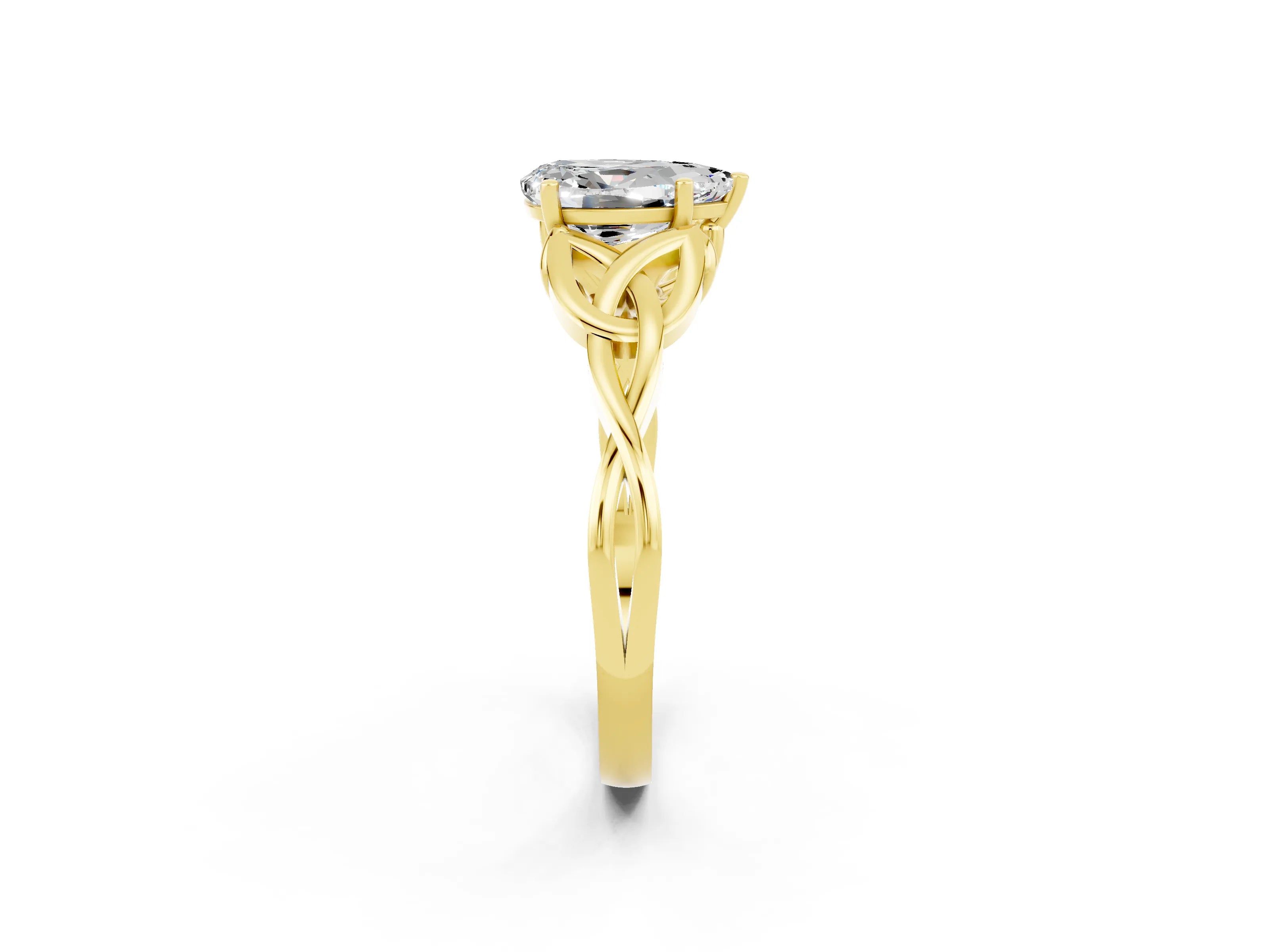 Yellow gold Pear Cut Moissanite Solitaire Celtic Knot Ring with Four-Prong Setting_14