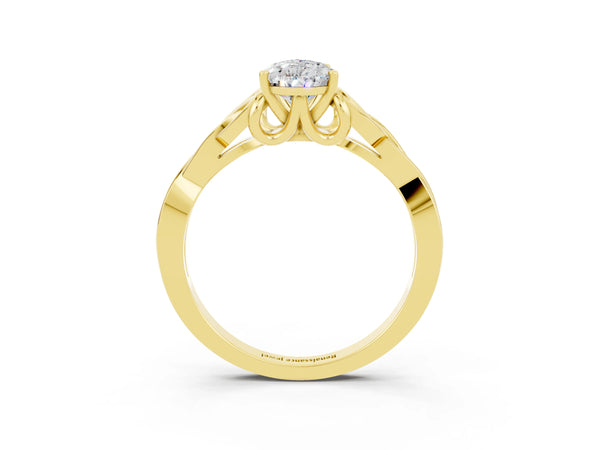 Yellow gold Pear Cut Moissanite Solitaire Celtic Knot Ring with Four-Prong Setting