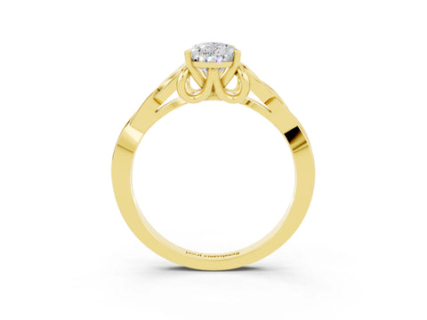 Yellow gold Pear Cut Moissanite Solitaire Celtic Knot Ring with Four-Prong Setting_15