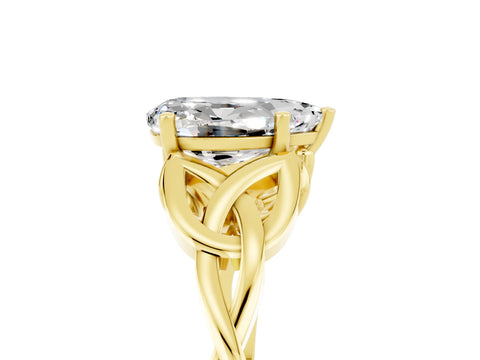 Yellow gold Pear Cut Moissanite Solitaire Celtic Knot Ring with Four-Prong Setting_17
