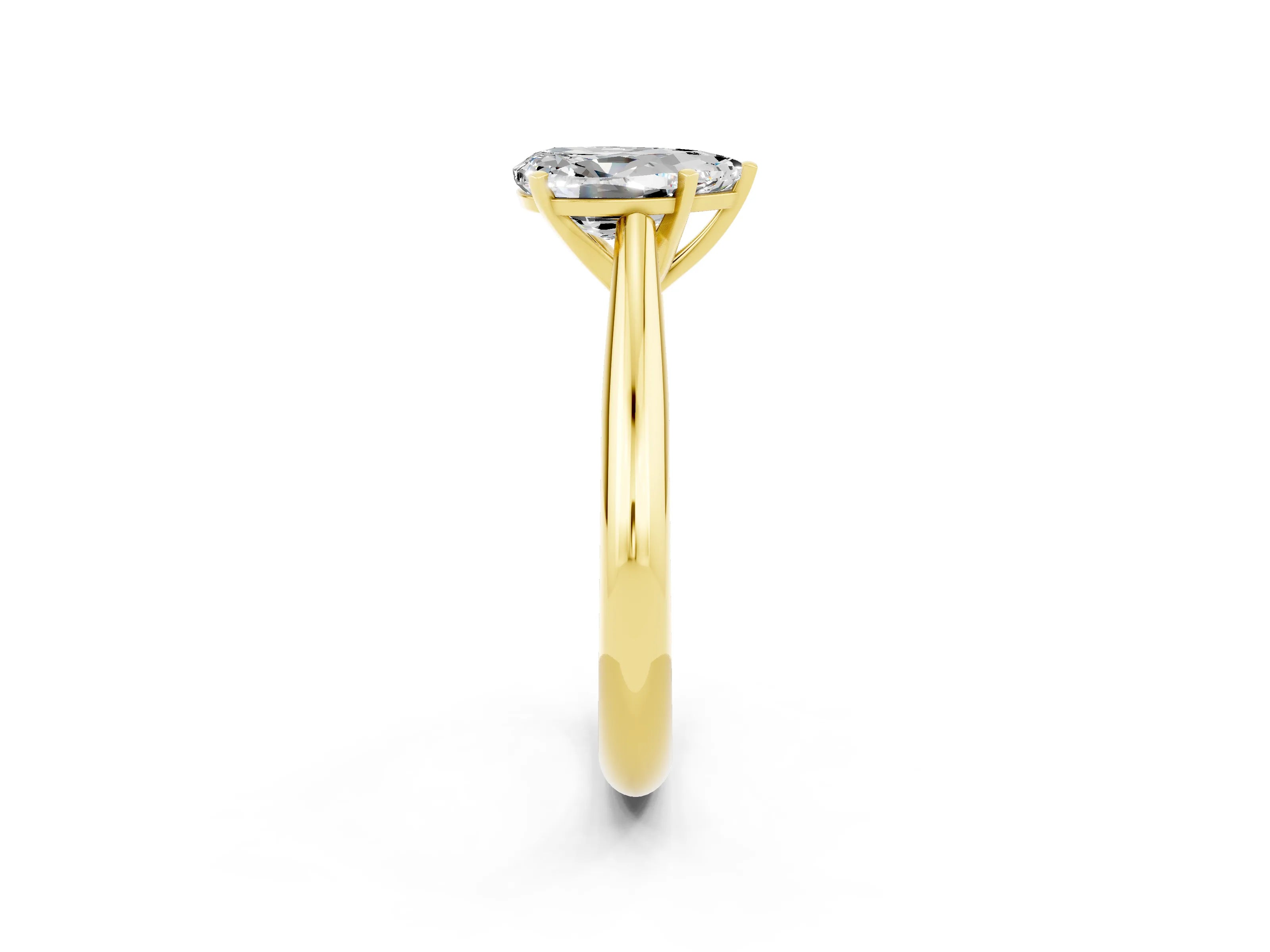 Yellow gold Pear Cut Moissanite Solitaire Engagement Ring with Cathedral Setting and Four-Prong Mount_14