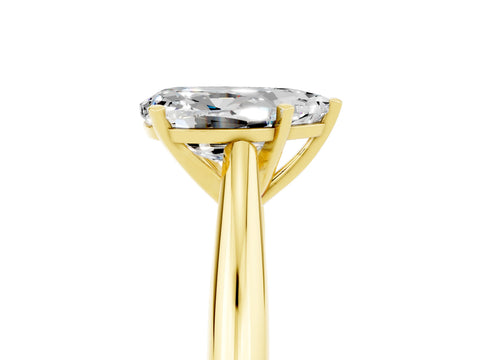 Yellow gold Pear Cut Moissanite Solitaire Engagement Ring with Cathedral Setting and Four-Prong Mount_17