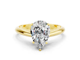 Yellow gold Pear Cut Moissanite Solitaire Engagement Ring with Cathedral Setting and Four-Prong Mount_18