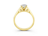 Yellow gold Pear Cut Moissanite Solitaire Engagement Ring with Cathedral Setting and Four-Prong Mount_27