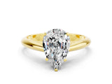 Yellow gold Pear Cut Moissanite Solitaire Engagement Ring with Cathedral Setting and Four-Prong Mount_72