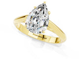 Yellow gold Pear Cut Moissanite Solitaire Engagement Ring with Cathedral Setting and Four-Prong Mount_73