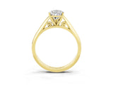 Yellow gold Pear Cut Moissanite Solitaire Engagement Ring with Cathedral Setting and Four-Prong Mount_75