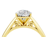 Yellow gold Pear Cut Moissanite Solitaire Engagement Ring with Cathedral Setting and Four-Prong Mount_76