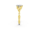 Yellow gold Pear Cut Moissanite Solitaire Engagement Ring with Celtic Knot Band and Four-Prong Setting_2