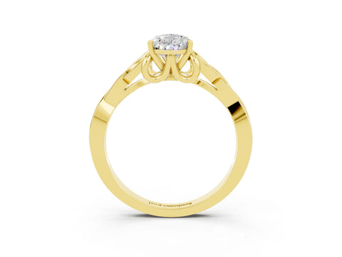 Yellow gold Pear Cut Moissanite Solitaire Engagement Ring with Celtic Knot Band and Four-Prong Setting_3
