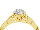 Yellow gold Pear Cut Moissanite Solitaire Engagement Ring with Celtic Knot Band and Four-Prong Setting_4