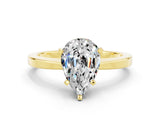 Yellow gold Pear Cut Moissanite Solitaire Engagement Ring with Classic Band and Four-Prong Setting_24