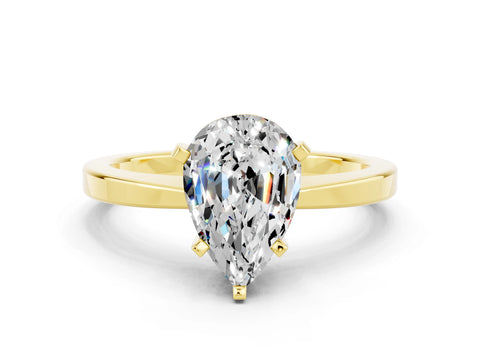 Yellow gold Pear Cut Moissanite Solitaire Engagement Ring with Classic Band and Four-Prong Setting_24