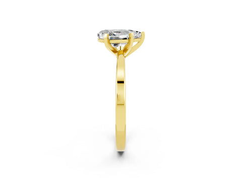 Yellow gold Pear Cut Moissanite Solitaire Engagement Ring with Classic Band and Four-Prong Setting_26