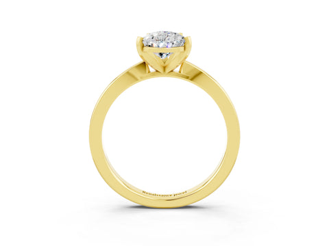 Yellow gold Pear Cut Moissanite Solitaire Engagement Ring with Classic Band and Four-Prong Setting_27