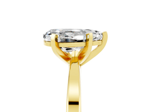 Yellow gold Pear Cut Moissanite Solitaire Engagement Ring with Classic Band and Four-Prong Setting_29