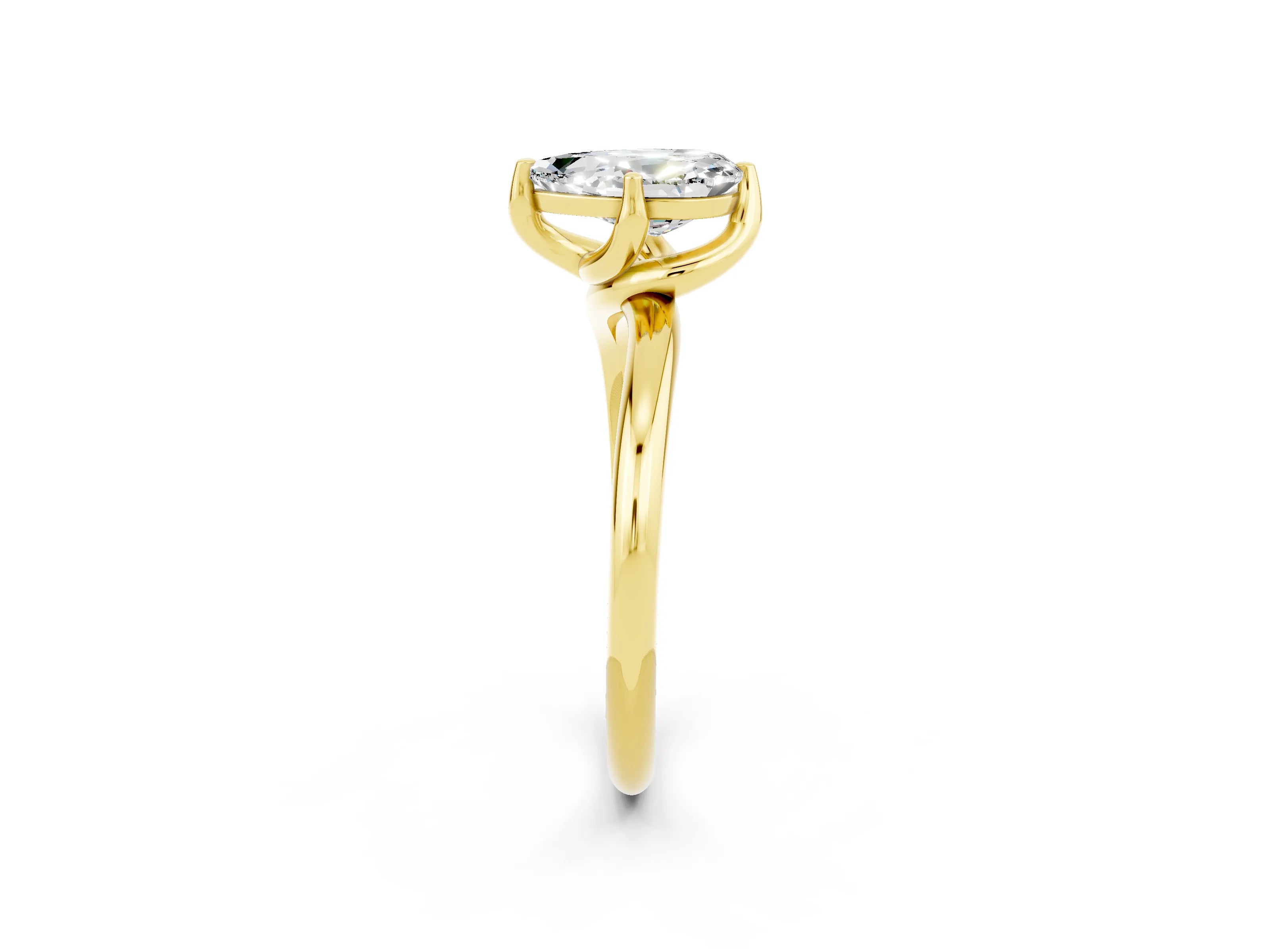 Yellow gold Pear Cut Moissanite Solitaire Engagement Ring with Four-Prong Setting and Classic Band_14