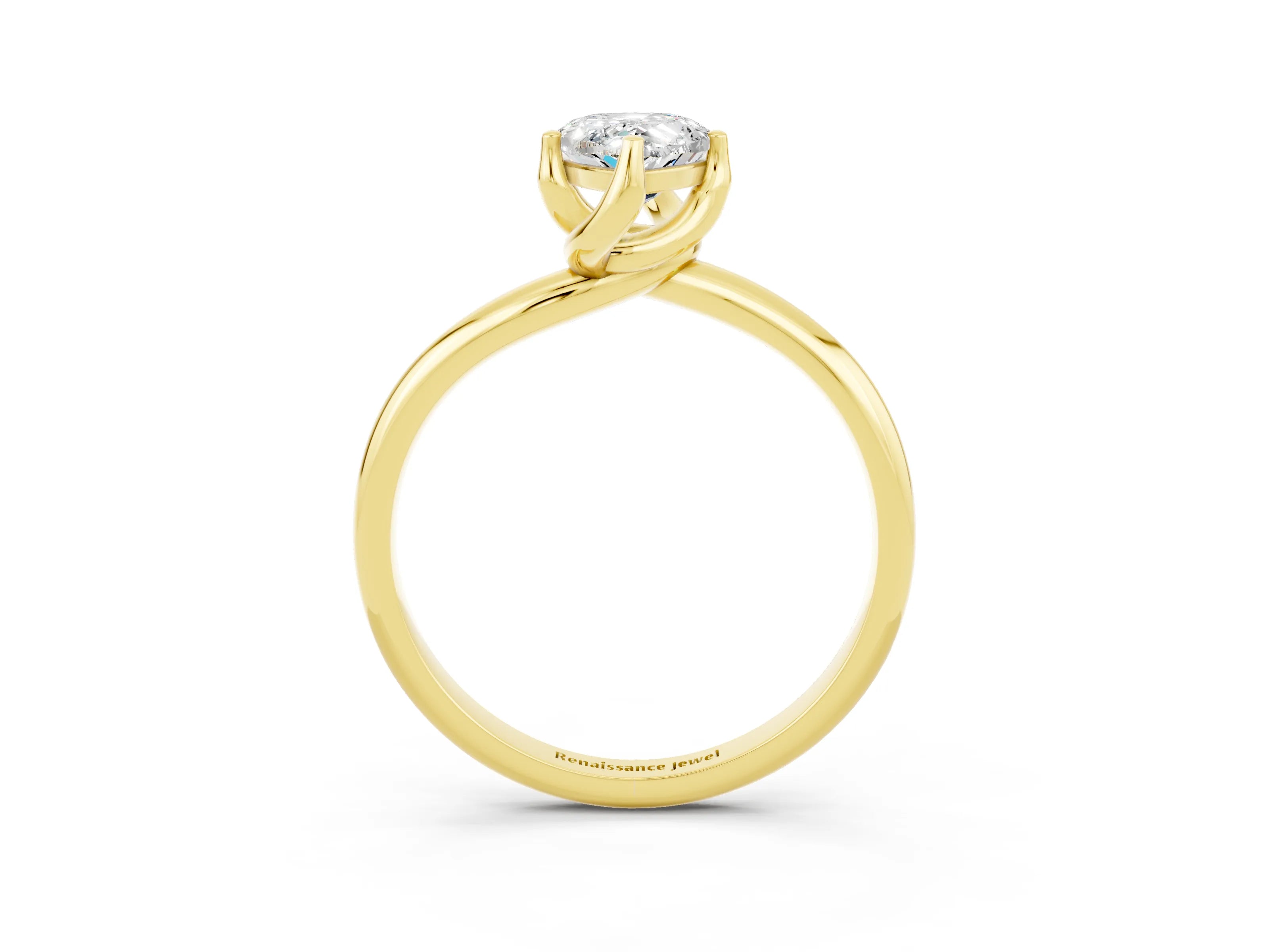 Yellow gold Pear Cut Moissanite Solitaire Engagement Ring with Four-Prong Setting and Classic Band_15