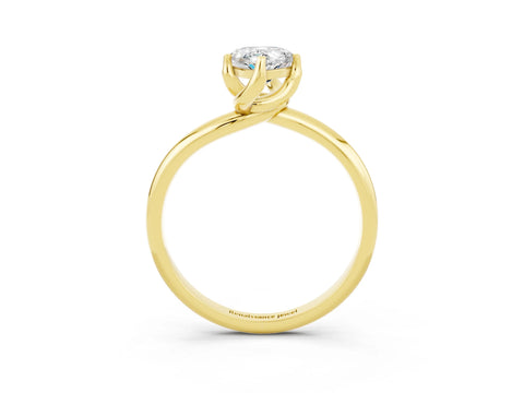 Yellow gold Pear Cut Moissanite Solitaire Engagement Ring with Four-Prong Setting and Classic Band_15