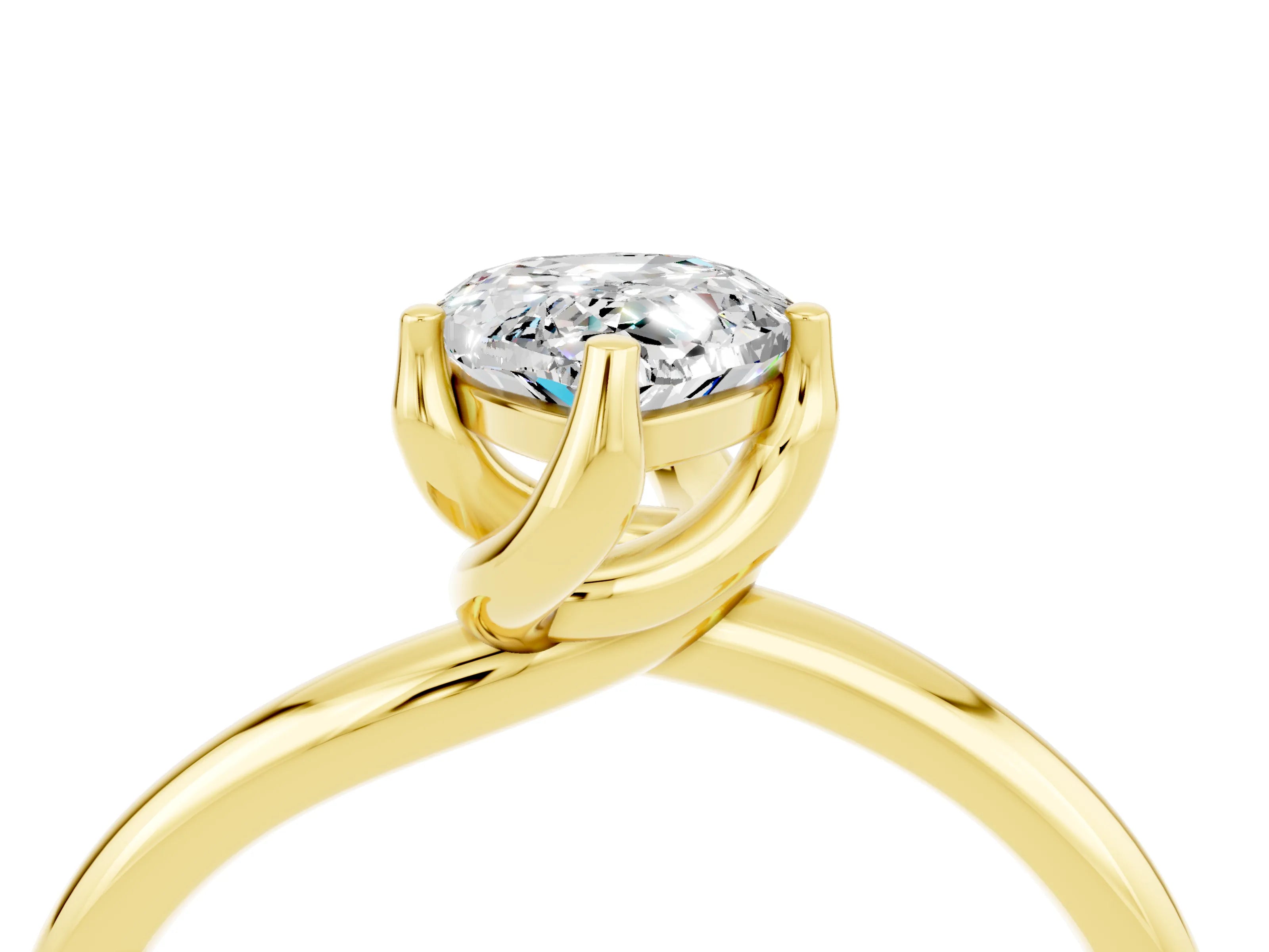 Yellow gold Pear Cut Moissanite Solitaire Engagement Ring with Four-Prong Setting and Classic Band_16