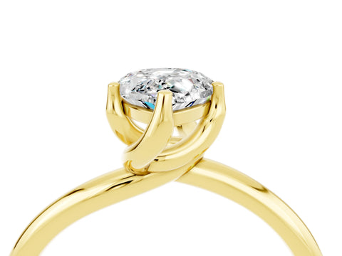 Yellow gold Pear Cut Moissanite Solitaire Engagement Ring with Four-Prong Setting and Classic Band_16