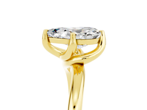 Yellow gold Pear Cut Moissanite Solitaire Engagement Ring with Four-Prong Setting and Classic Band_17