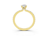 Yellow gold Pear Cut Moissanite Solitaire Engagement Ring with Pavé Band and Four-Prong Setting_3