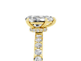 Yellow gold Pear Cut Moissanite Solitaire Engagement Ring with Pavé Band and Four-Prong Setting_5