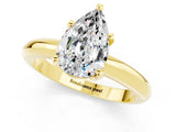 Yellow gold Pear Cut Moissanite Solitaire Engagement Ring with Round Band and Four-Prong Setting_1