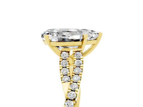 Yellow gold Pear Cut Moissanite Solitaire Engagement Ring with Twisted Pavé Band and Four-Prong Setting_5