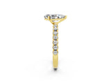 Yellow gold Pear Cut Moissanite Solitaire Pavé Band with Four-Prong Setting_2