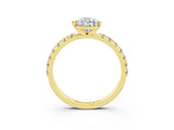 Yellow gold Pear Cut Moissanite Solitaire Pavé Band with Four-Prong Setting_3