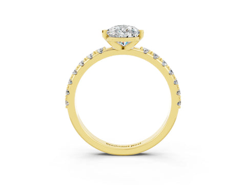 Yellow gold Pear Cut Moissanite Solitaire Pavé Band with Four-Prong Setting_3