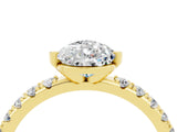 Yellow gold Pear Cut Moissanite Solitaire Pavé Band with Four-Prong Setting_4