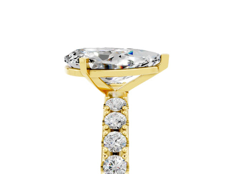 Yellow gold Pear Cut Moissanite Solitaire Pavé Band with Four-Prong Setting_5