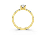 Yellow gold Pear Cut Moissanite Solitaire Pavé Engagement Ring with Round Band and Prong Setting_15