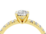 Yellow gold Pear Cut Moissanite Solitaire Pavé Engagement Ring with Round Band and Prong Setting_16