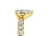 Yellow gold Pear Cut Moissanite Solitaire Pavé Engagement Ring with Round Band and Prong Setting_17