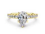 Yellow gold Pear Cut Moissanite Solitaire Pavé Engagement Ring with Round Band and Prong Setting_72