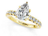 Yellow gold Pear Cut Moissanite Solitaire Pavé Engagement Ring with Round Band and Prong Setting_73