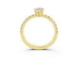 Yellow gold Pear Cut Moissanite Solitaire Pavé Engagement Ring with Round Band and Prong Setting_75