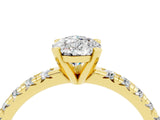 Yellow gold Pear Cut Moissanite Solitaire Pavé Engagement Ring with Round Band and Prong Setting_76
