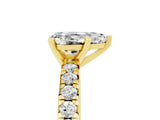 Yellow gold Pear Cut Moissanite Solitaire Pavé Engagement Ring with Round Band and Prong Setting_77