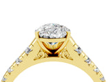 Yellow gold Pear Cut Moissanite Solitaire Ring with Cathedral Setting and Pavé Band_4