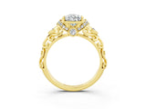 Yellow gold Pear Cut Moissanite Solitaire Ring with Filigree Band and Four-Prong Setting_27